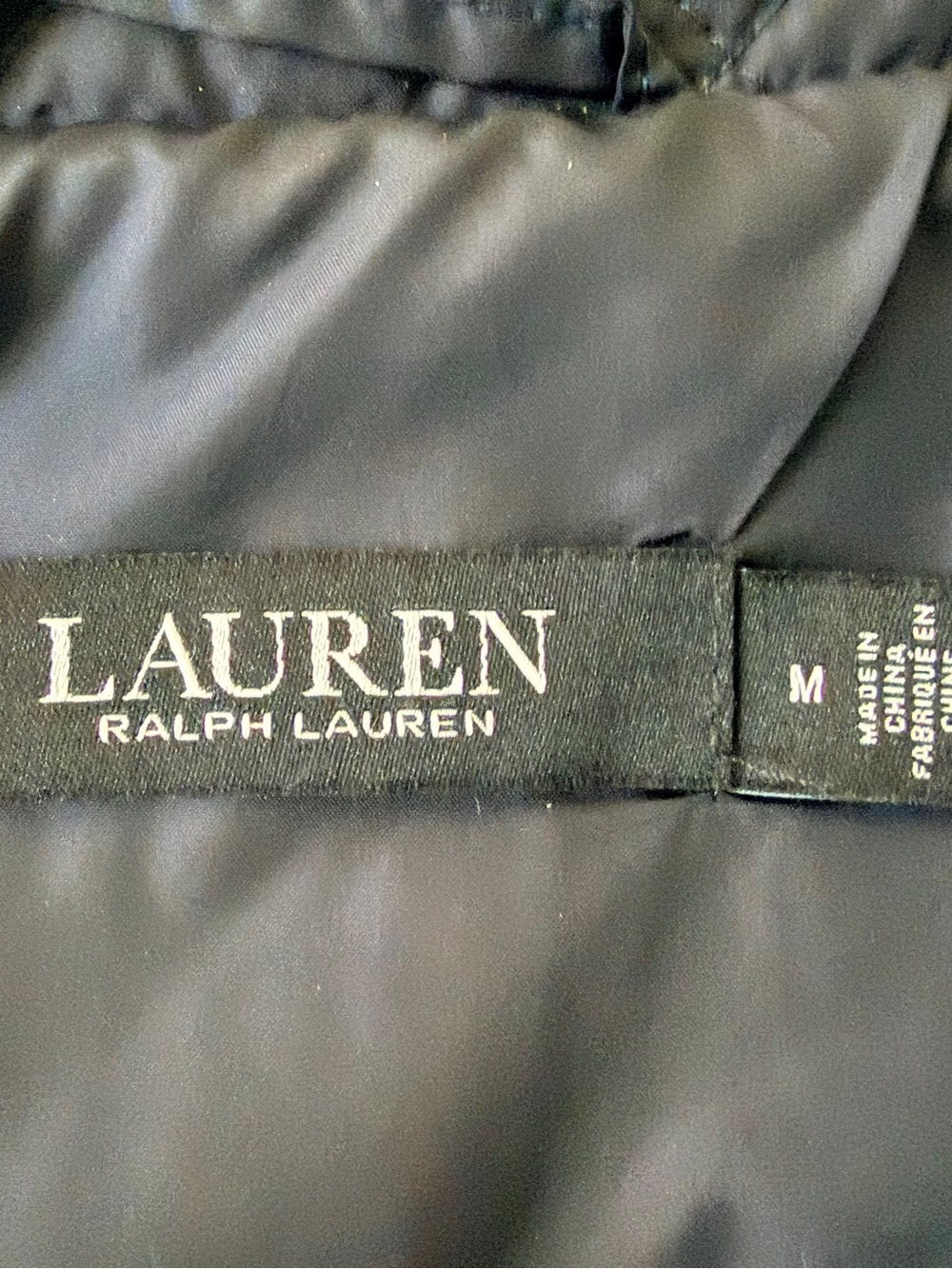 Lauren Ralph Lauren Navy Quilted Hooded Coat with Brown Trim - Picture 8 of 9